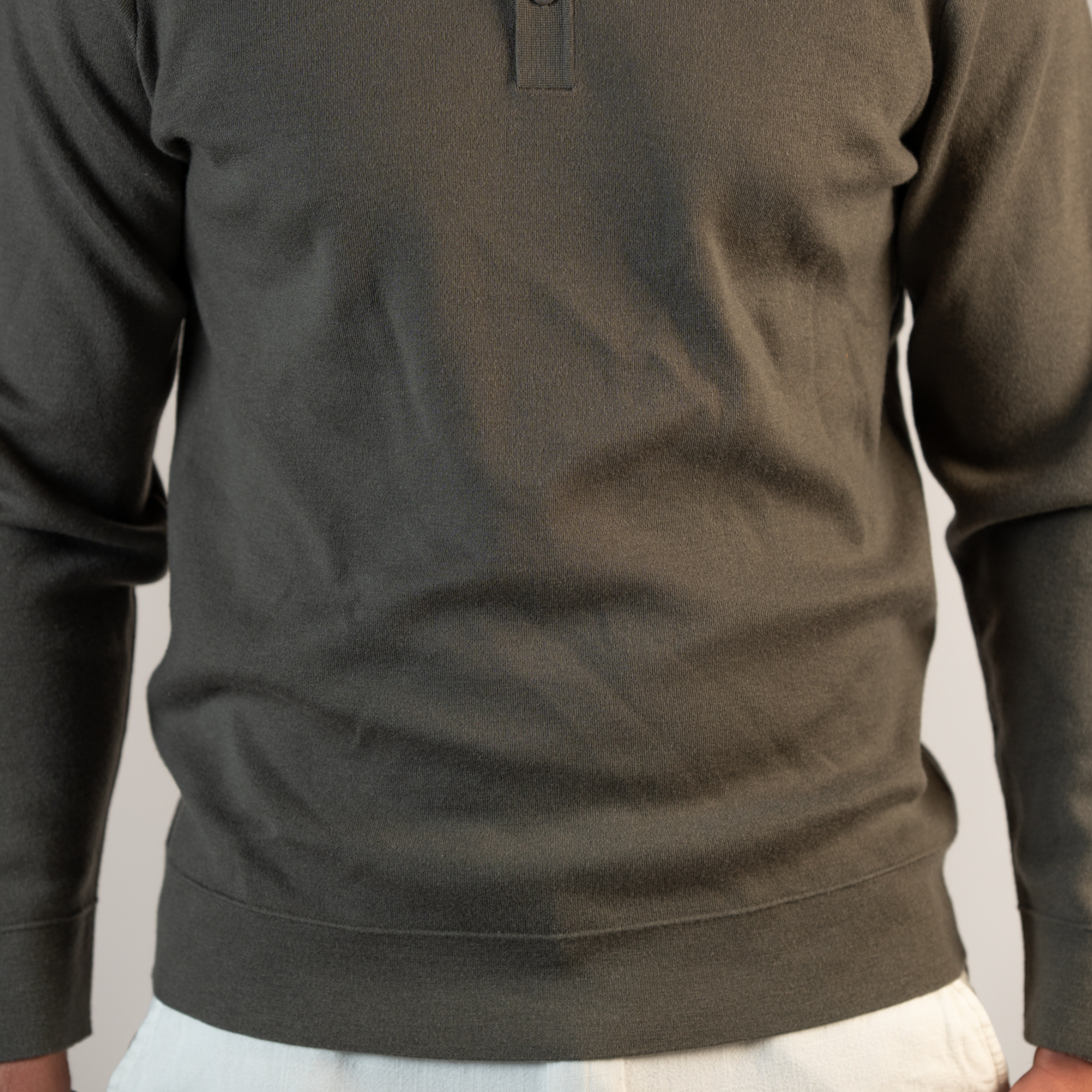 Merino Wool Knitted Long Sleeve Polo